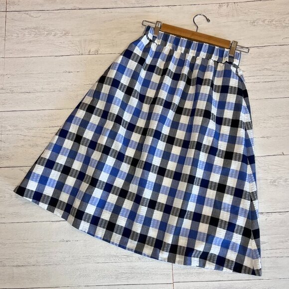 1901 Skirt Womens Size XS Blue Plaid A Line Preppy Academia Lined Knee Length - Picture 6 of 14